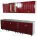 Bucatarie Zebra 260 cm din MDF Rosu Tulip cu blat termoizolant imitatie gri